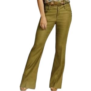 Cabi Linen Soft Mid-rise Flare Wide Leg Trouser Pants Olive Khaki Green 2